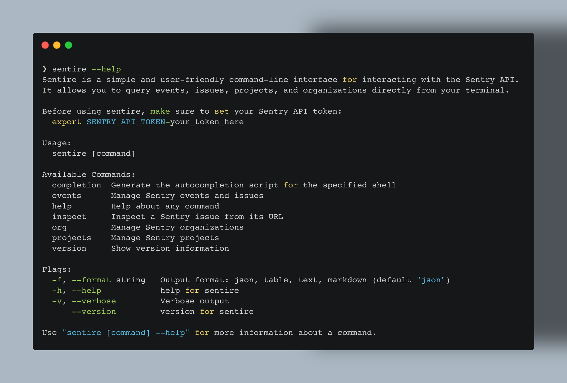 Sentire - a command line interface for Sentry API