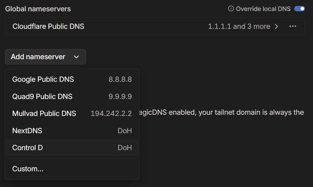 Configure Nameserver - screenshot from ControlD docs