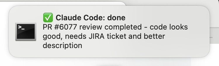 Claude Code notification using terminal notifier